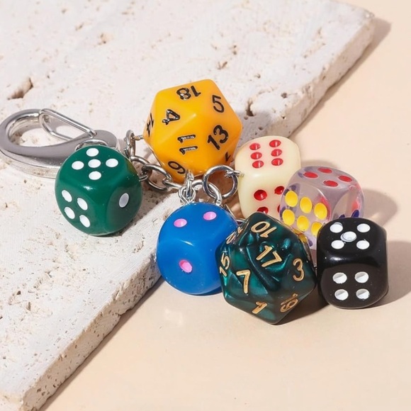 Dice bag charm Keychain bag or purse accessory - Picture 2 of 4